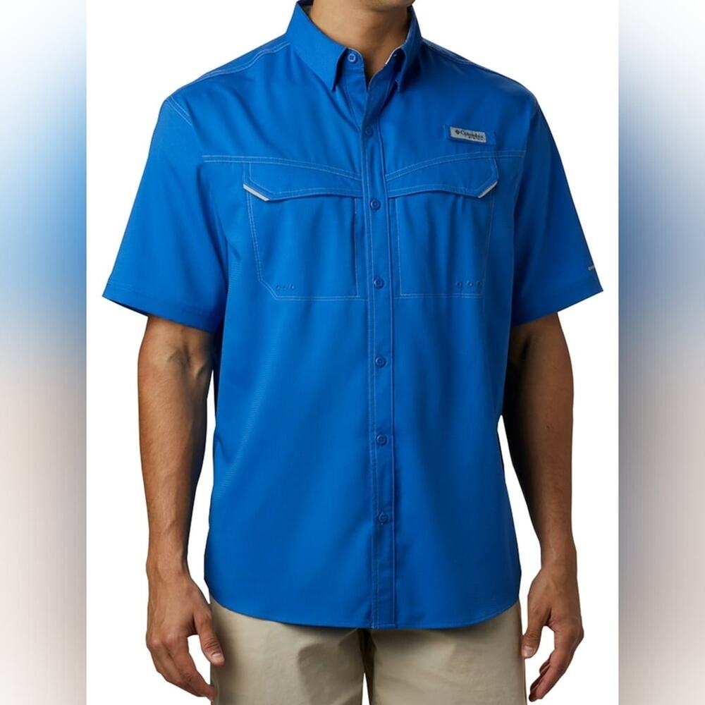 Columbia PFG Low Drag Offshore Short Sleeve Fishing Shirt - Blue - Men’s XL